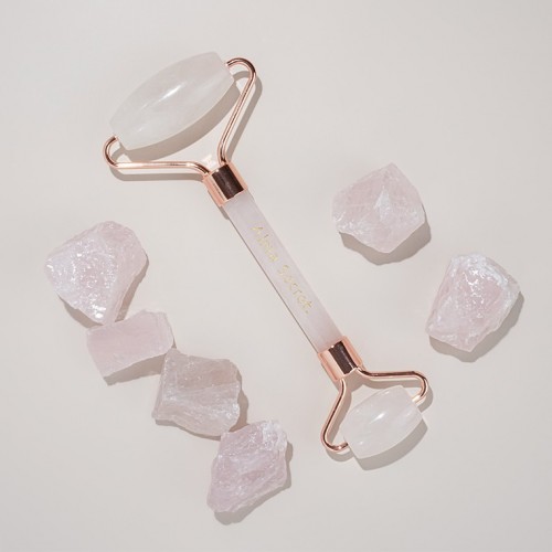 Rose quartz facial roller