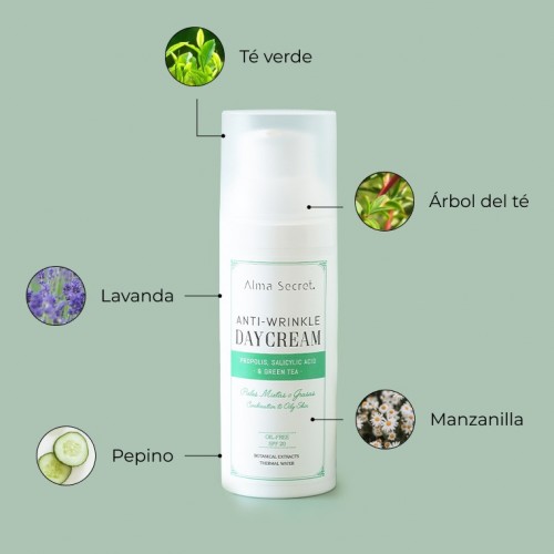 HIDRATANTE ANTIARRUGAS CON PEPITA DE UVA, CENTELLA & RESVERATROL SPF 20