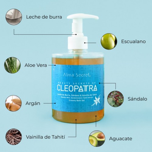 GEL DE BAÑO CLEOPATRA CON LECHE DE BURRA, SÁNDALO & VAINILLA