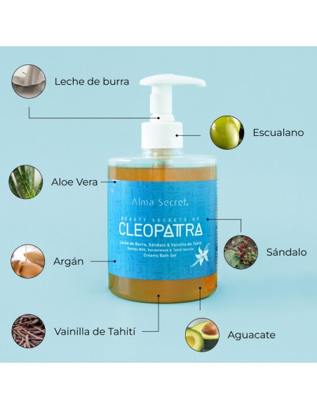 GEL DE BAÑO CLEOPATRA CON LECHE DE BURRA, SÁNDALO & VAINILLA