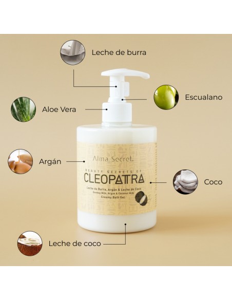 GEL DE BAÑO CLEOPATRA CON LECHE DE BURRA, ARGÁN, ACEITE & LECHE DE COCO