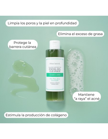 GEL LIMPIADOR FACIAL EQUILIBRANTE Y PURIFICANTE CON PEPINO & ENEBRO