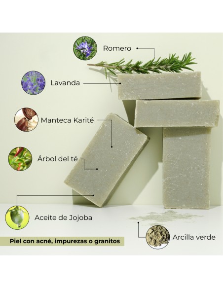 JABÓN RHASSOUL Y ARCILLA VERDE PIEL GRASA